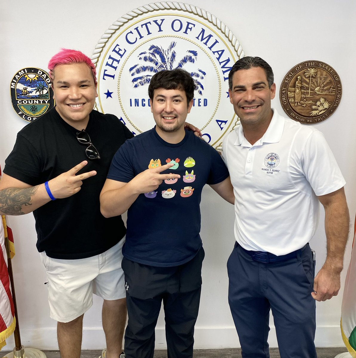 The future of <a href="/AxieInfinity/">Axie Infinity</a> in Miami, Latin America and the world is beautiful ❤️ Unforgettable moments with my brother <a href="/Jihoz_Axie/">Jihoz.ron</a> and the Mayor of Miami, <a href="/FrancisSuarez/">Francis X. Suarez</a> 🙏 It’s an honor to be among great visionary leaders whom I admire a lot. Axie a la Luna! 🚀