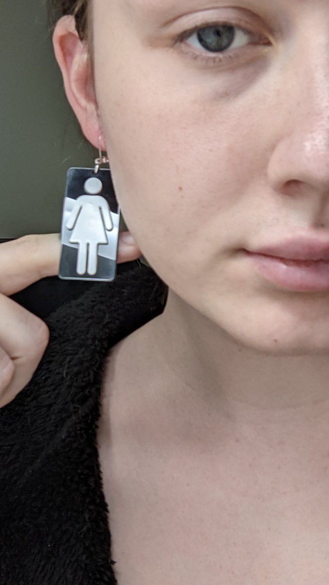 shopfencing's tweet photo. Restroom Earrings are available now 😵‍💫🚻 help support a trans owned business! https://t.co/GffvSwAqQ2
