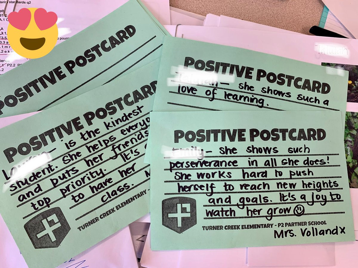 MrsVolland's tweet photo. Reflection day: Today I took a minute to remind myself to add more positivity into everyone’s day. Sending these home via Snail 🐌 Mail to let parents know how hard they are working. #kindness #Frogo #ParentMail #December2021 @PosProject @TurnerCreekES https://t.co/bxfcDMHXzk