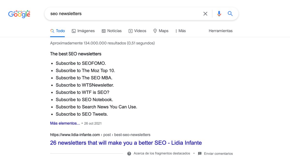 LidiaInfanteM's tweet photo. Oh, hello new featured snippet 👀 https://t.co/kTeIwND90F