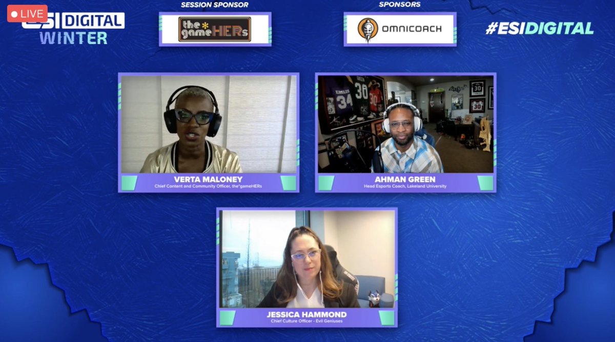 thegamehers's tweet photo. Check out this awesome recap from @esportsinsider's #ESIDIGITAL event!
@thegamehers Co-Founder @verta, @AhmanGreen30 & @EvilGeniuses CCO Jessica Hammond discussed how #esports brands can build strong & inclusive communities.
📚 Read more: https://t.co/GpHfa7IQfv
#TheGameHERs https://t.co/Ogj7Ogzy8w