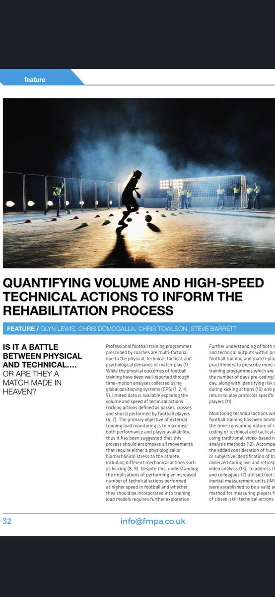 Pleased to collaborate with <a href="/ChrisDomogalla/">Chris Domogalla</a> <a href="/chrisptowlson/">Chris Towlson</a> <a href="/SteveBarrett5/">Steve Barrett</a> and produce this article in the fmpa on how we quantify kicking loads in training and rehab 🙌🏻