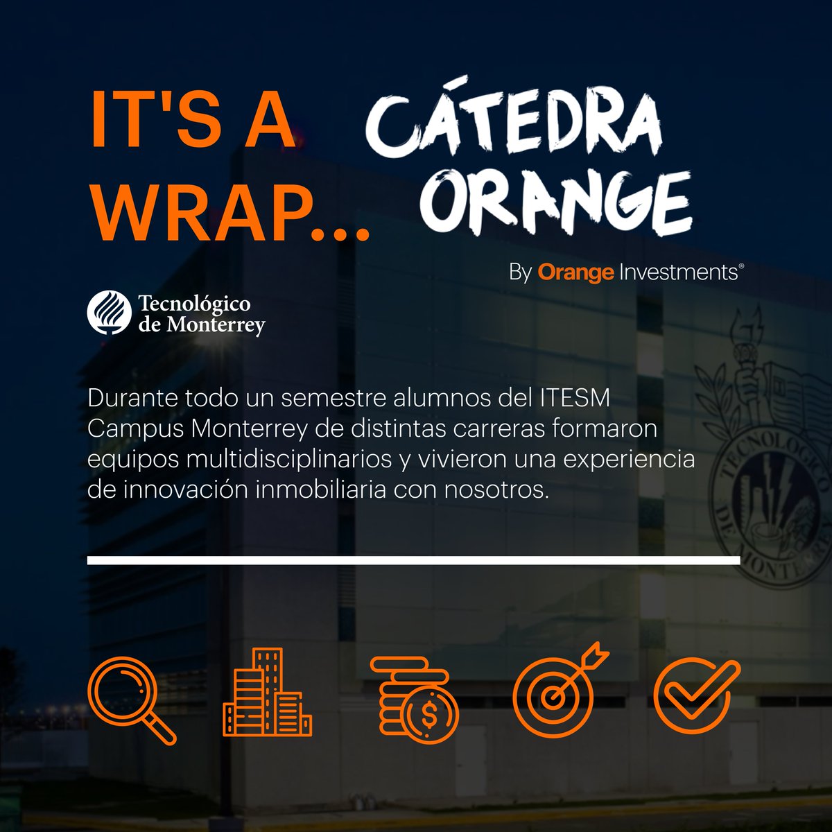 OrangeInv's tweet photo. ¡Te presentamos la Cátedra Orange XXVI!🍊

Felicidades al equipo “OCASIA” por obtener el primer lugar de la Cátedra Orange.🏆

#OrangeInvestments #CreateAmazing #Arquitectura #ProyectosInmobiliarios #TecdeMonterrey https://t.co/tVc5v88iit
