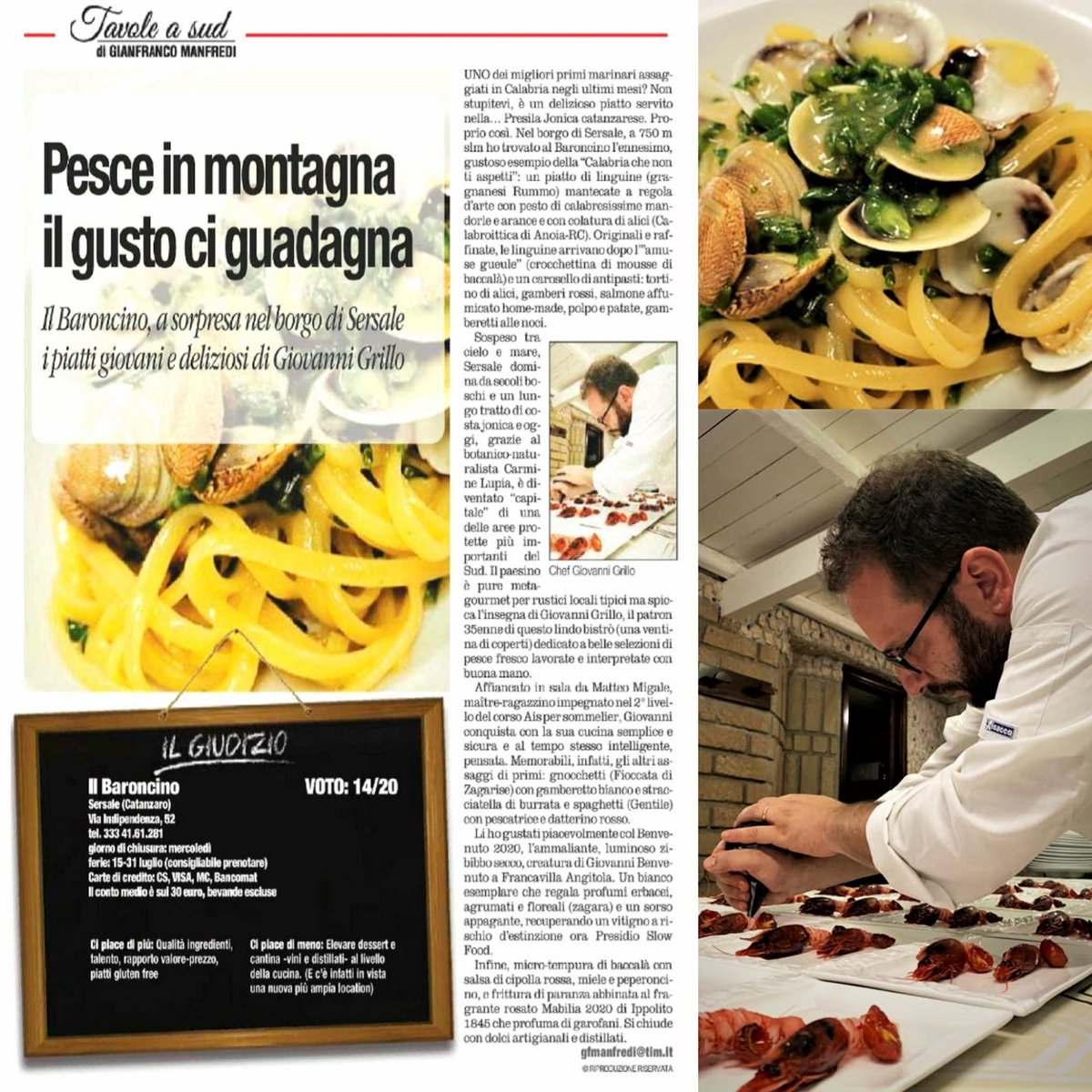 GFrancoManfredi's tweet photo. Nell'antico borgo di #Sersale tra i boschi della #PresilaJonica, nel suo bistrò #ilBaroncino #GiovanniGrillo sorprende e conquista con una giovane cucina marinara semplice e sicura e al tempo stesso intelligente, pensata
#Calabria
#LinguinePestoDiMandorleAranceColaturaDiAlici https://t.co/AYSZEALhgk
