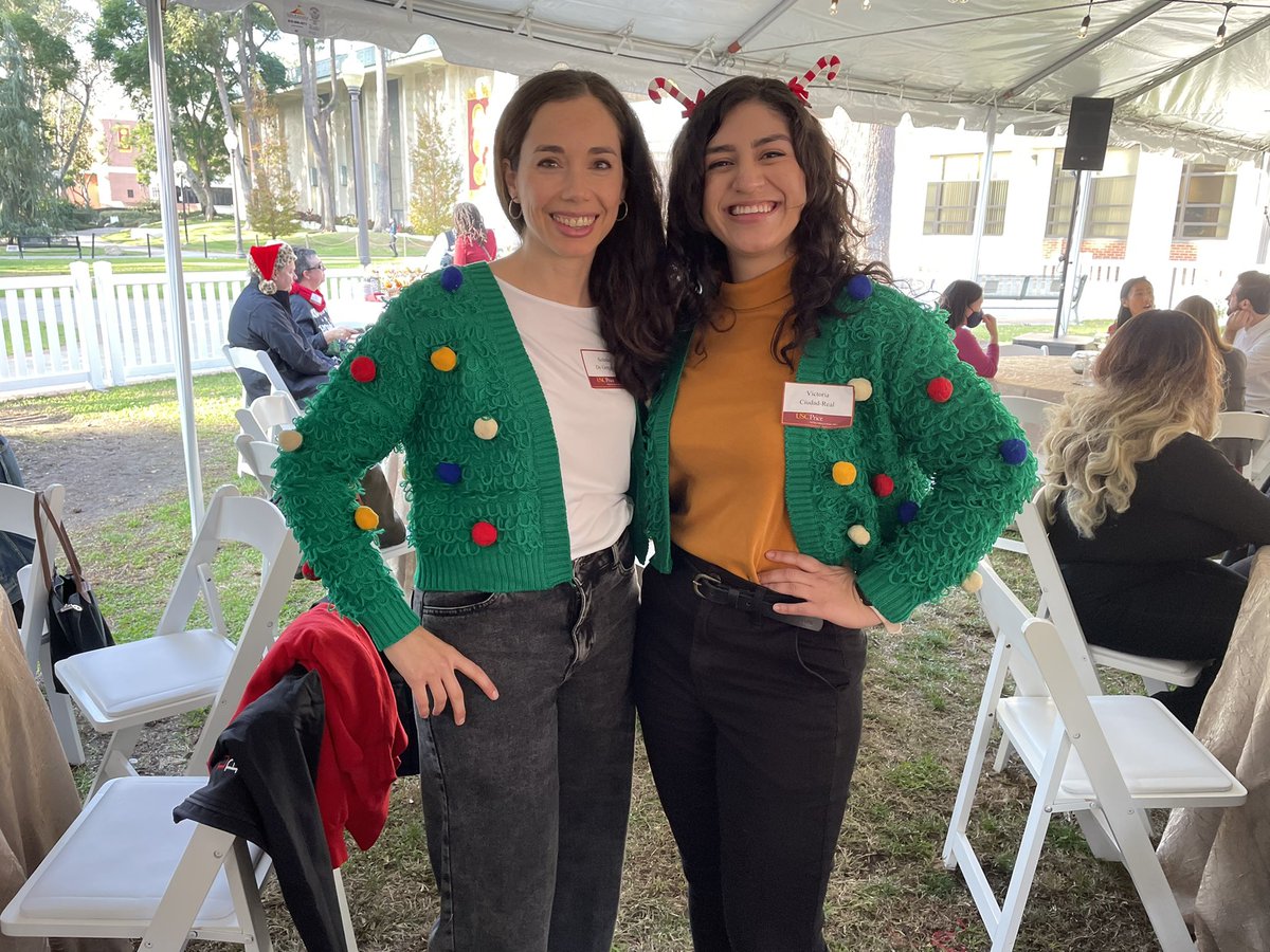 USCPriceCSI's tweet photo. Catch Price Center Staff @sdegregorio and @vmcreal getting into the holiday spirit at the Annual @USCPrice holiday party! 

#PriceHolidays https://t.co/uPqO8b7x6f