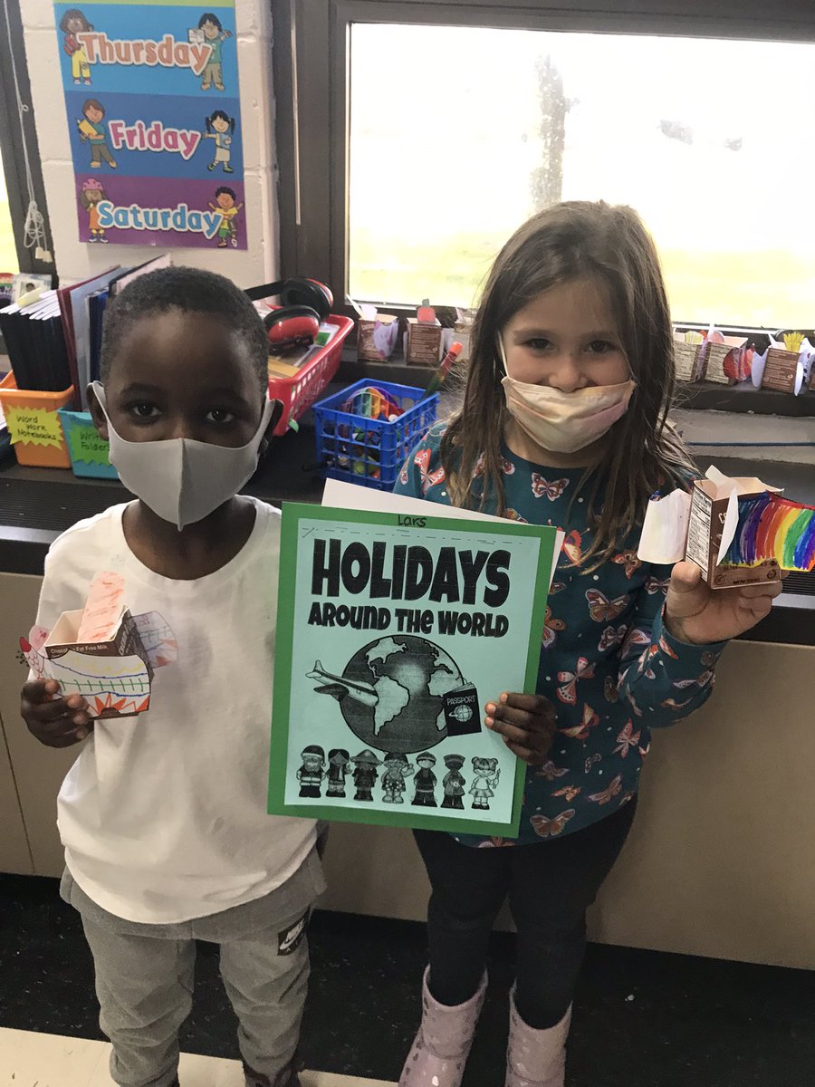 miller_first's tweet photo. Our Holidays Around the World unit is in full swing! We began with Hanukkah and St. Nicholas Day this week! Students loved making their ordinal number menorah, playing the dreidel game, and making a shoe. We wonder if Sinterklaas will bring us treats? @tincroadschool https://t.co/4f7ZYVF9sB