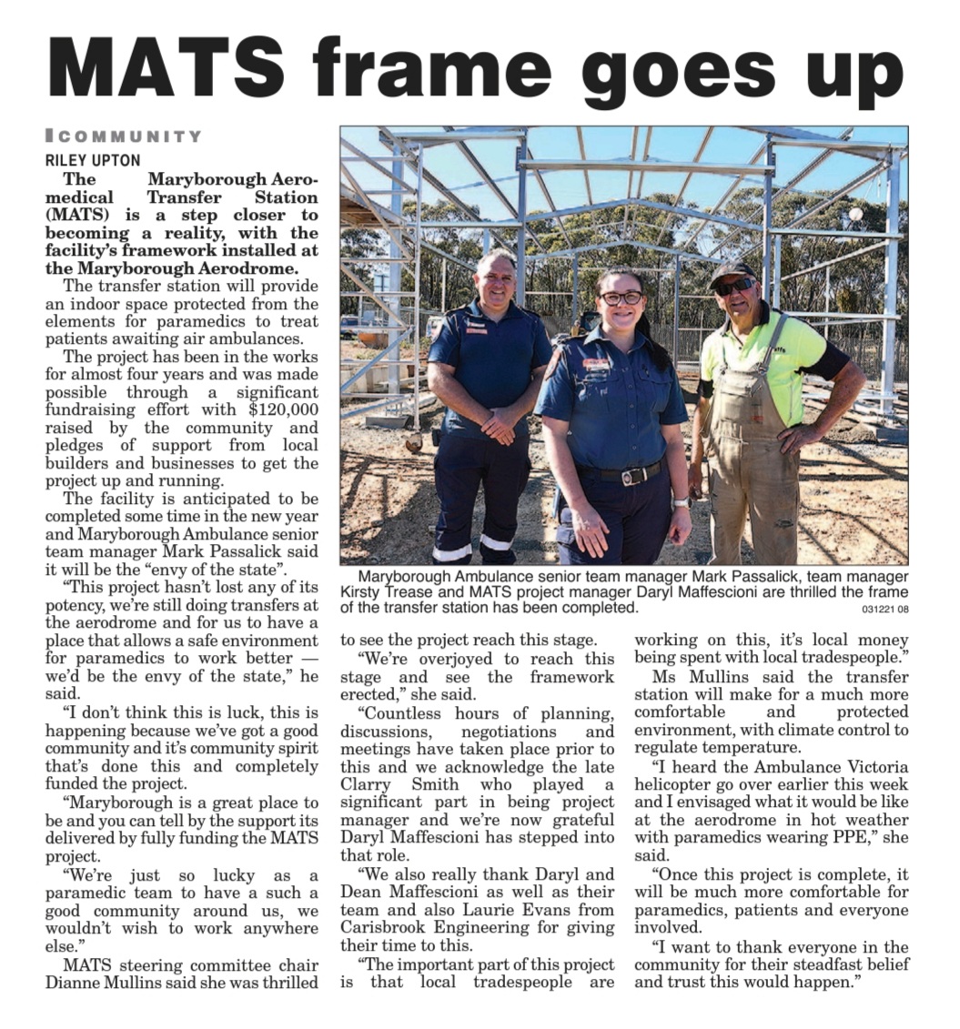 agwalker01's tweet photo. The Maryborough Aeromedical Transfer Station is one step closer to becoming a reality. A wonderful local initiative once again showing the power and spirit of our rural communities #CommunityInAmbulance https://t.co/TsrndBjX4v