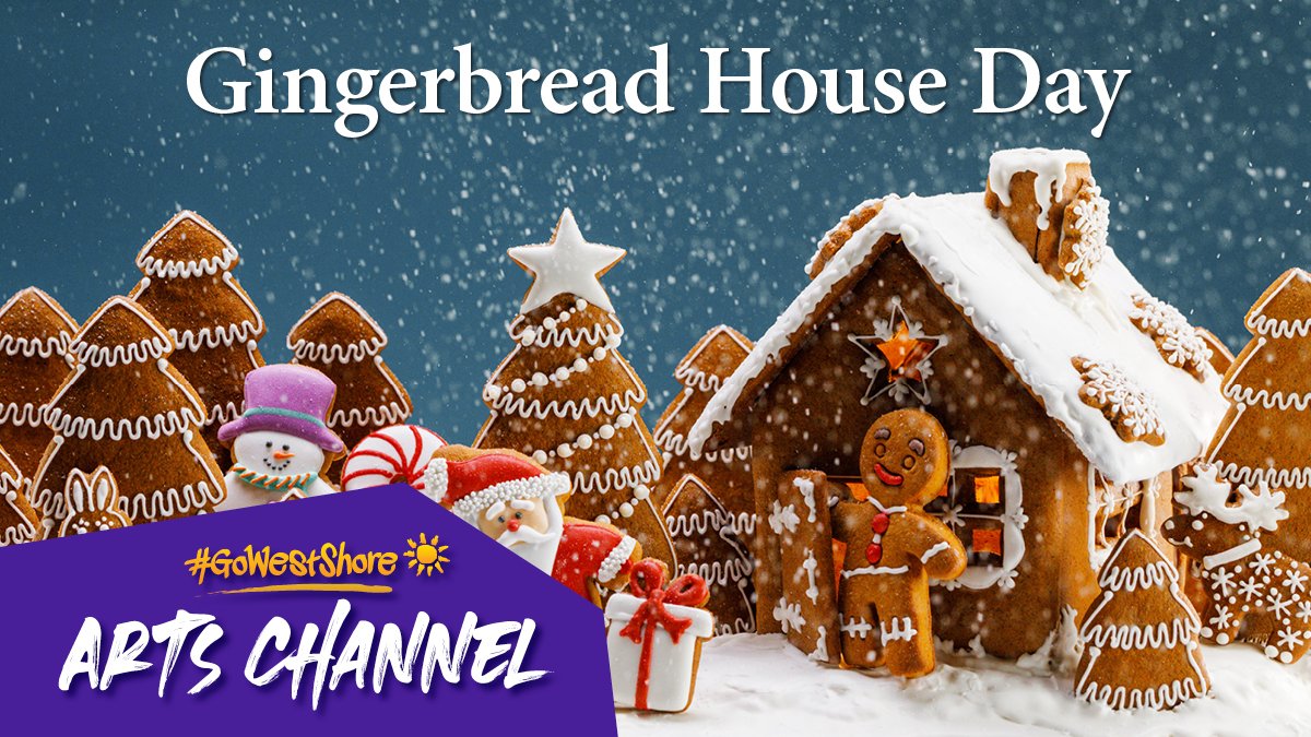 GoWestshore's tweet photo. It's Gingerbread House Day — a festive, fun and artistic outlet for the whole family! And the best part of building a gingerbread house is eating it when we’re done. Needing more artistic stimulation? Visit https://t.co/B0WuhgCz2c and sign up for an online arts class! https://t.co/Ivl7D2xMdT