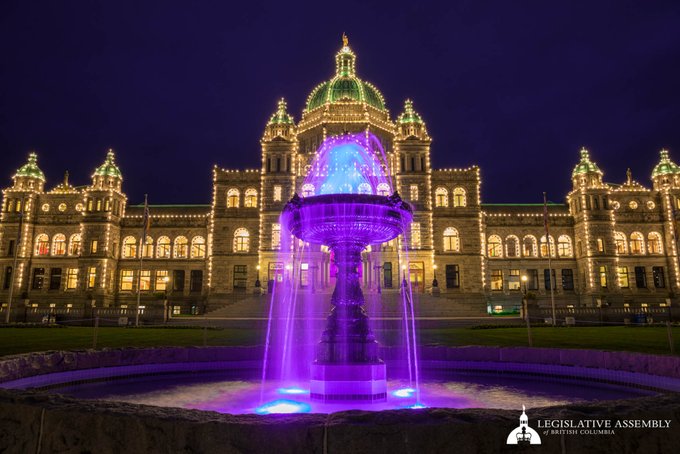 BCLegislature's tweet photo. #BCLeg will be lit in purple lights tonight to mark the International Day of Persons with Disabilities.

Let's reflect on how we can promote inclusion and accessibility and how we can remove barriers so that all individuals in our communities with diverse abilities can succeed. https://t.co/7G9ySwKfQd