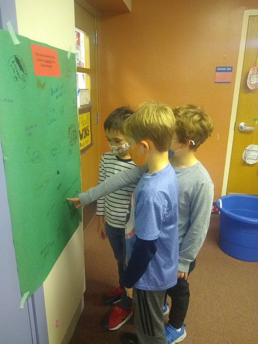 This week third graders started a new unit on exploration! They wrote on graffiti walls to show where they have explored before and where they would like to explore in the future #d39cheetahs