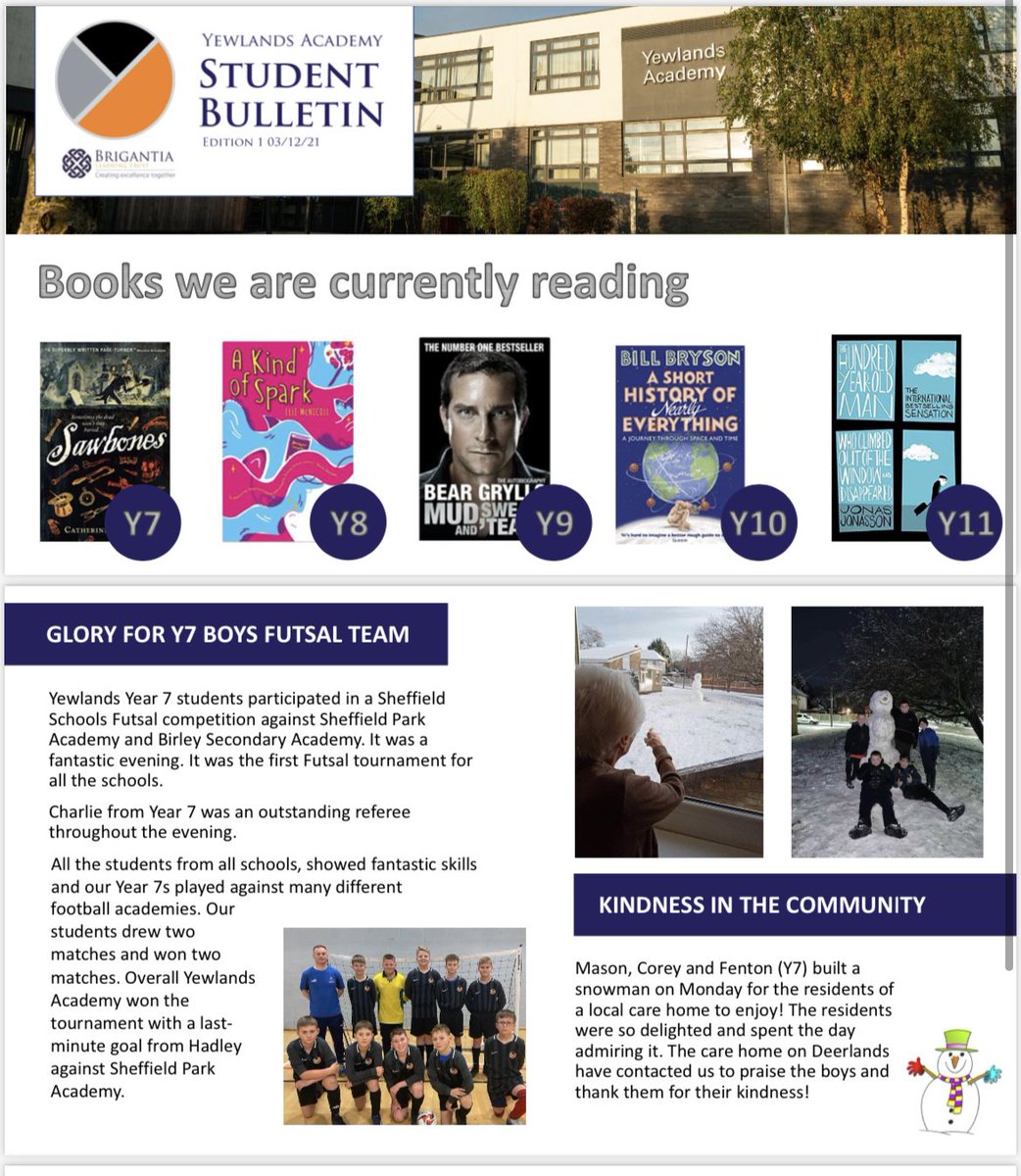 YA_OldAccount's tweet photo. Our weekly Student Bulletin is out now 🙌🏼@brigantialearn1 @BLT_CEO #Yewfutures https://t.co/GdiGTSqyBt