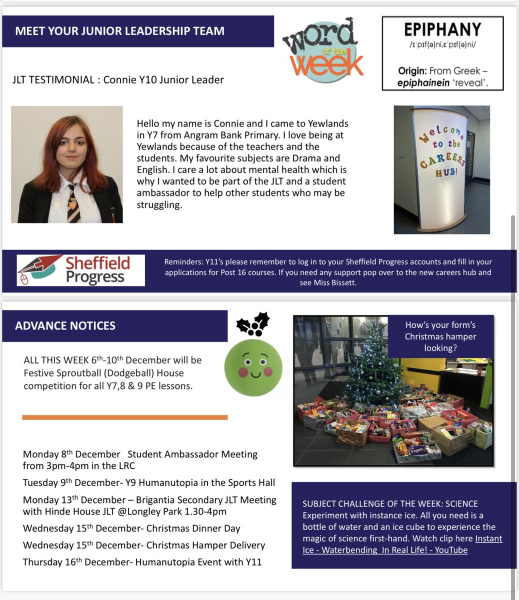 YA_OldAccount's tweet photo. Our weekly Student Bulletin is out now 🙌🏼@brigantialearn1 @BLT_CEO #Yewfutures https://t.co/GdiGTSqyBt