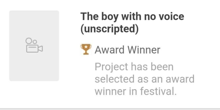 BoydAutism's tweet photo. I received this message about the short film that is based off the true story of my life with having Autism The boy with no voice just won a film award in a major film festival in another country I am so honored and grateful and proud of the cast and the director of this project https://t.co/4sAPrl4UtZ