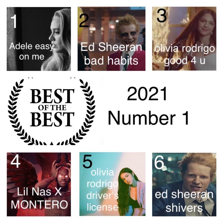GingArDLB's tweet photo. @Adele @edsheeran @oliviarodrigo @LilNasX vote today 👊🏻 https://t.co/RtxnOBLH6y