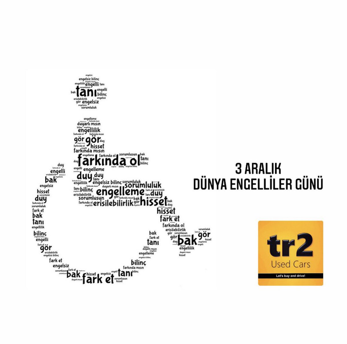3 Aralık Dünya Engelliler Günü!
Tüm engellilerin gününü kutlarız, sağlık ve mutluluklar dileriz.

#EngellilerGünü #3aralıkdünyaengellilergünü #Otomotiv #Mobilite #tr2usedcars
