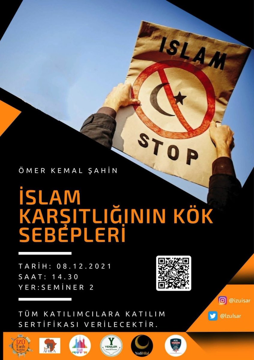İslamofobinin günümüzde yaygınlaşmasıyla sebepleri ve çözümleri üzerine Ömer Kemal Şahin hocamızla  konuşacağımız programımıza herkesi bekleriz. 

NOT: KATILIM BELGESİ VERİLECEKTİR.

📆 8 Aralık Cuma
🕑 14.30
📍seminer 2
<a href="/zaimuniv/">İZÜ</a> <a href="/zaimsks/">İZÜ Sağlık, Kültür ve Spor</a> <a href="/ZaimUniversity/">No Context İZÜ</a>