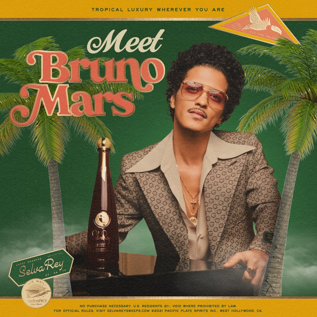 SelvaRey Rum on Twitter: "🎰 Prizes every week including the grand prize: A trip for two to meet Bruno Mars and see him in concert in 2022! Link in bio to enter. #