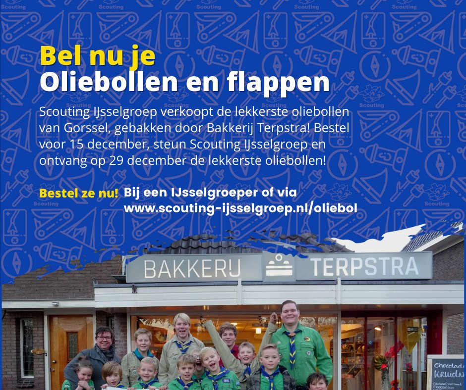 Bestel voor 15 december de lekkerste oliebollen voor Oud en Nieuw via scouting-ijsselgroep.nl/oliebol en steun Scouting IJsselgroep!