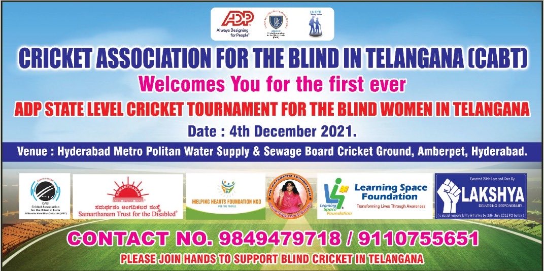 CABT17's tweet photo. ADP state level cricket tournament for the Blind women in Telangana on fourth December 2021 https://t.co/fiLuDlGzMu