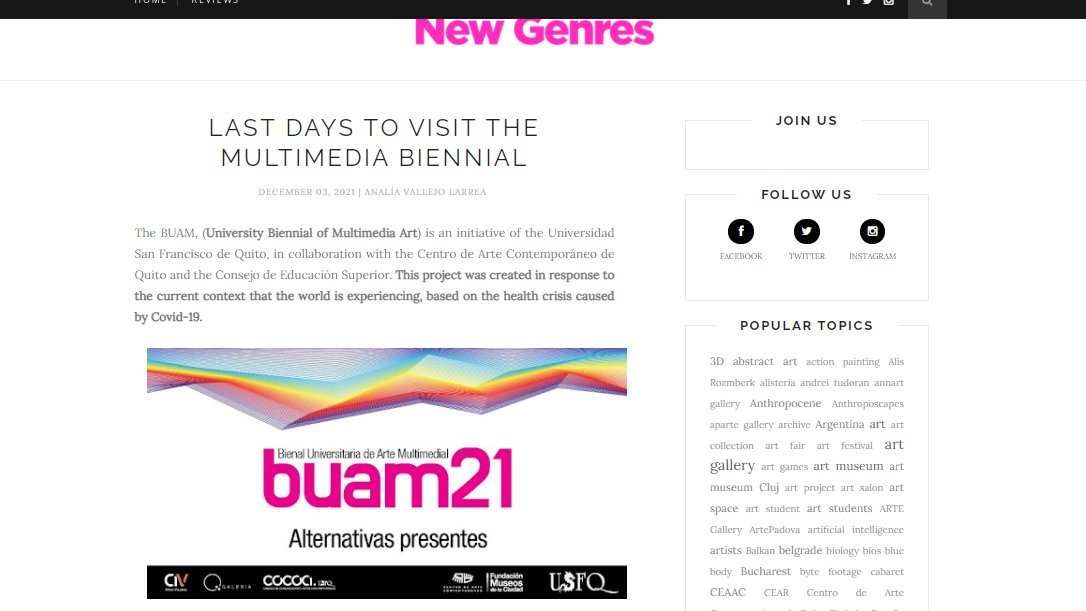 NewGenres's tweet photo. News from the art world 🔎📝 - https://t.co/HDn3ByZmwk
..
#writing #aboutart #contemporaryart #newarticle #multimedia #bienalle @buam21 https://t.co/1CXpyEB49F