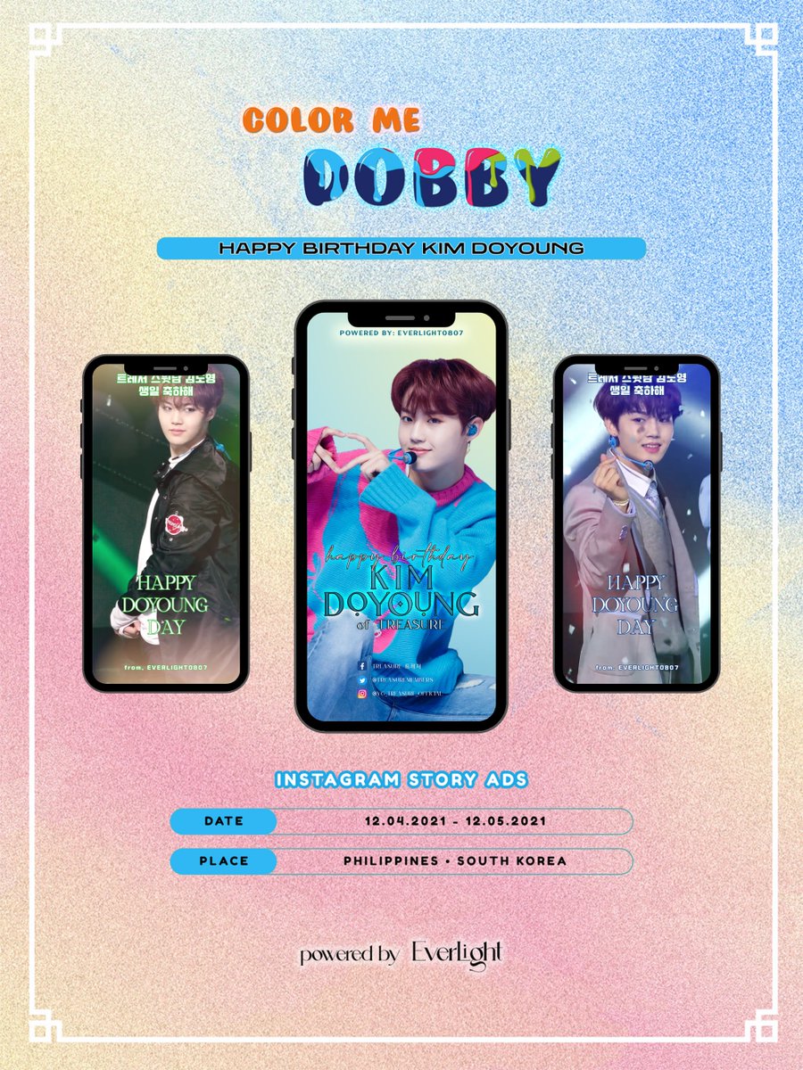 everlight0807's tweet photo. Surprise Project 🎊 

🎨 Color Me Dobby 🎨 
🐰 for Doyoung’s 19th 🐰 

📱 Instagram Story Ad
🗓 12.04 ~ 12.05
Available in: 🇵🇭🇰🇷

Love you always, Doyoung🌈💝 

#ColorMeDobby #CosmicPandora #HappyDoyoungDay #KimDoyoung #김도영 #TREASURE #트레저 @treasuremembers https://t.co/UDkHlAA2rt
