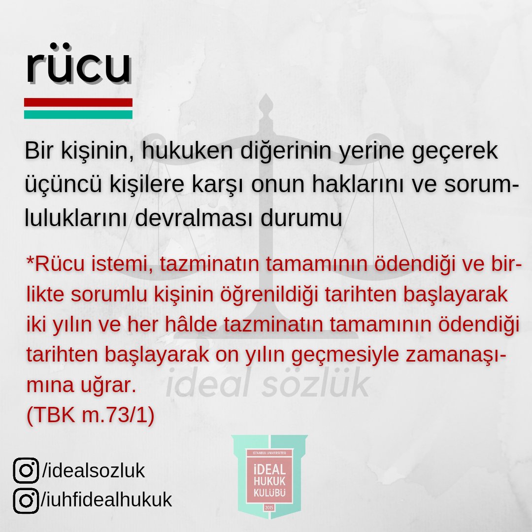 Rücu.

#idealsözlük #idealhukuk #hukuksözlüğü
<a href="/iuhfidealhukuk/">İÜHF İdeal Hukuk Kulübü</a>