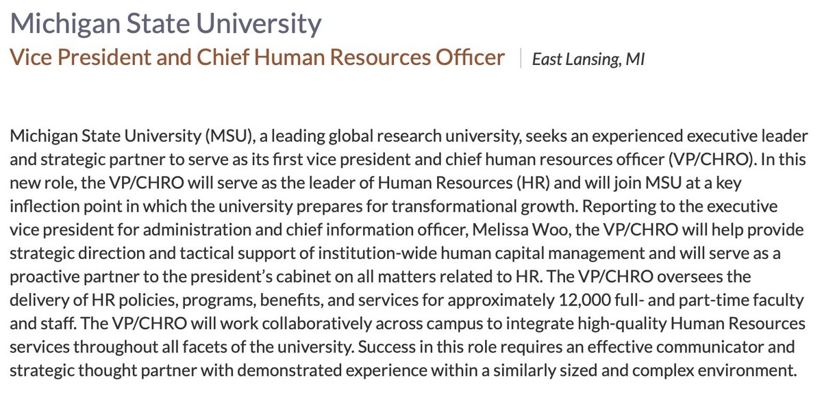 ReclaimMSU's tweet photo. Over 1200 have signed this petition, to return pay taken for a crisis that never came: https://t.co/uPJVgxVel9

Meanwhile, MSU has hired a search firm to find a new VP/CHRO, reporting to EVP/CIO @mzyw.

Will Dr. Woo prioritize choices that build trust?

https://t.co/y59Os3edIT https://t.co/6a2cs49pnI