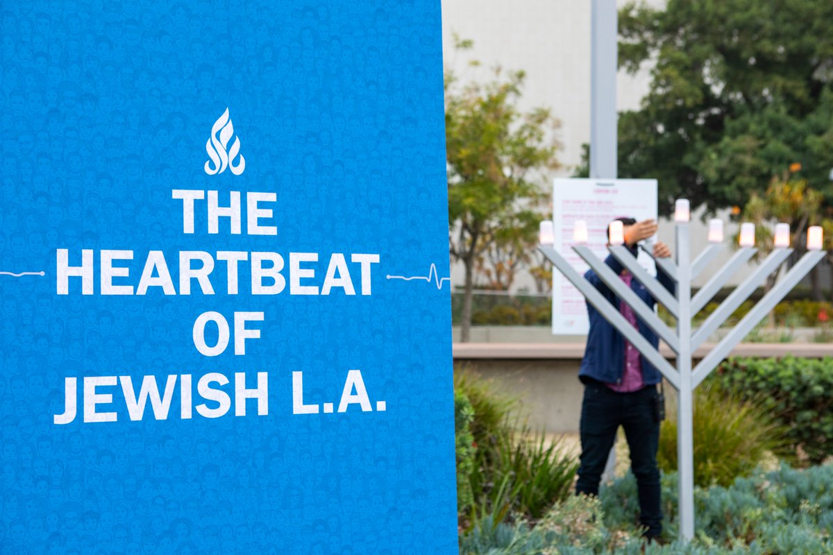 MayorOfLA's tweet photo. Proud to join @JFedLA, Supervisor @KathrynBarger, councilmembers &amp; faith leaders to light the menorah for Hanukkah &amp; stand up against antisemitism &amp; all forms of hate.

L.A. will always be a city of belonging. If you see hate, report it to @MyLA311.

#ShineALight 

#LAForALL https://t.co/eDwQg8GCRY