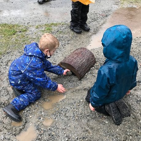 Extra recess and extra rain means puddle jumping and dam building. #OutdoorSchool #OutdoorFun