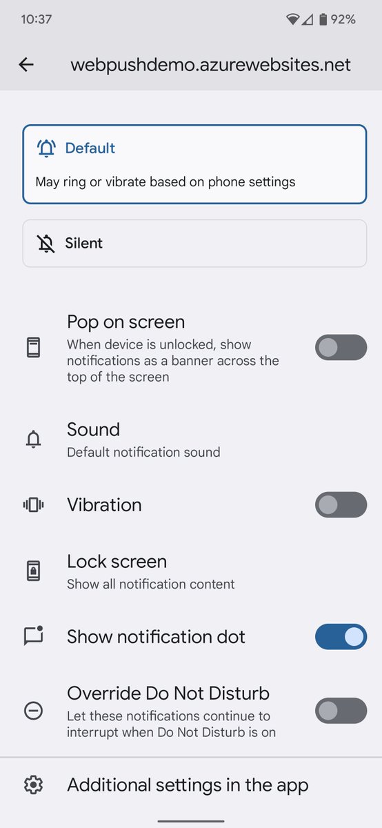 Did web notifications get WAY less useful + engaging on Android 12? Seems the default now is to not show as a pop-up banner. Instead just a little icon in the status bar that's easy to miss :( Users are not going to find these settings. cc <a href="/ChromiumDev/">Chrome for Developers</a>