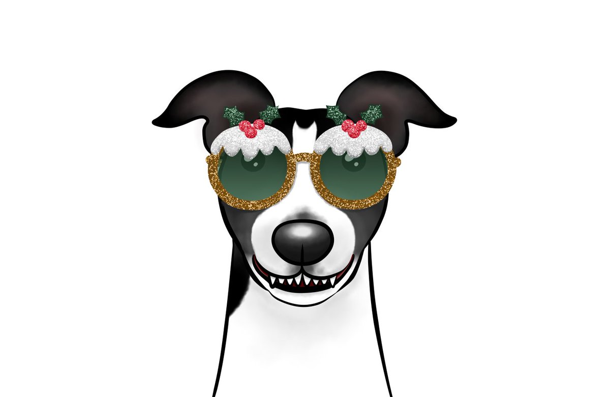 TessaCheung1's tweet photo. #Pud tinted glasses and a toothy grin.

#DeepFirGreen #colour_collective 
#illo_advent #illo_advent2021 #ChristmasIsComing #AdventCalendar #greyhound #christmaspudding https://t.co/1YRXR2miCF