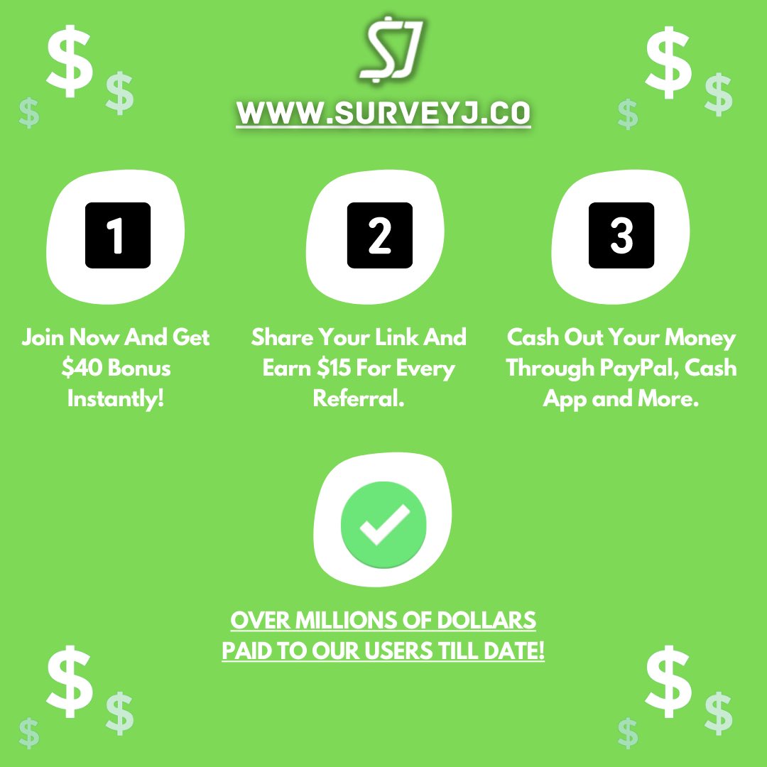 SammyTramail's tweet photo. You can earn $40 by clicking my link below. Join SurveyJ today! https://t.co/59SgaZgWRD