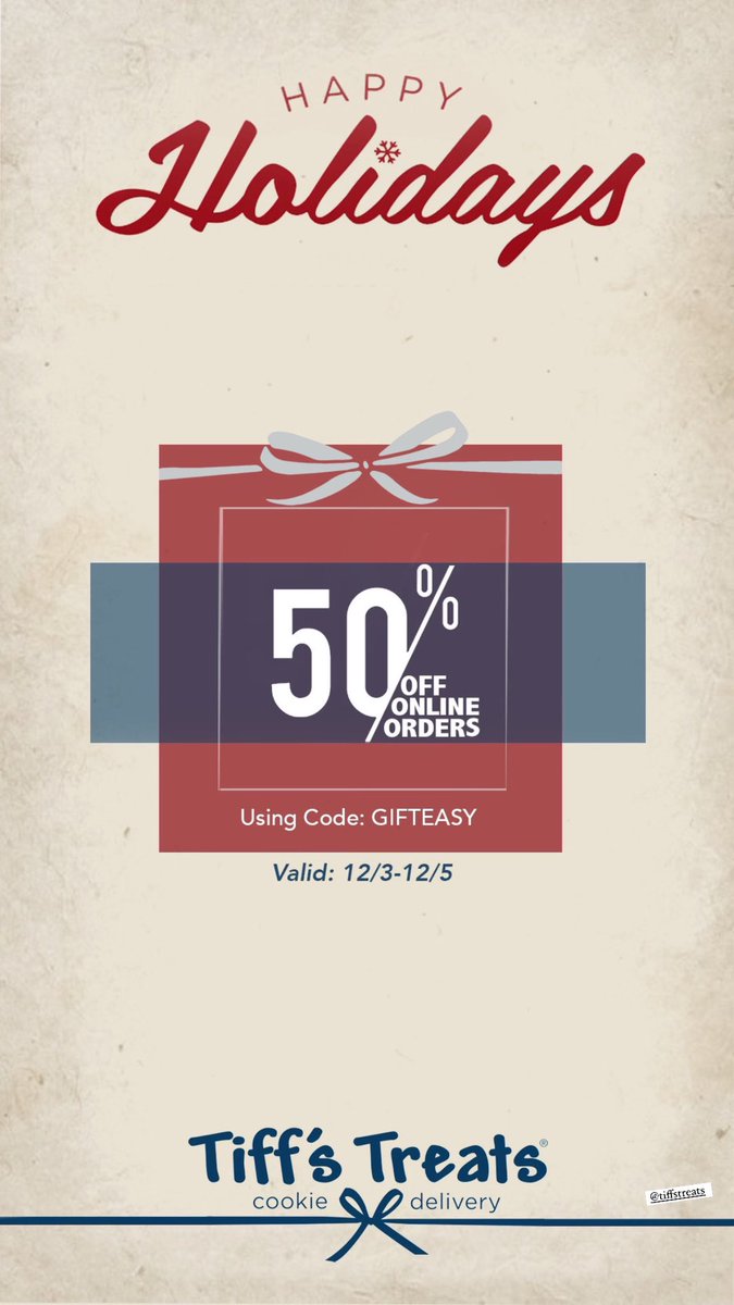 MaggieBaugh's tweet photo. GUESS WHAT!!!
50% off any online cookie orders NOW Through 12/5 !!!!!!
Go get your Tiffs Treats NOW!!
@tiffstreats #tiffstreatspartner #gifteasy #nationalcookieday https://t.co/Wld8CP3zMN