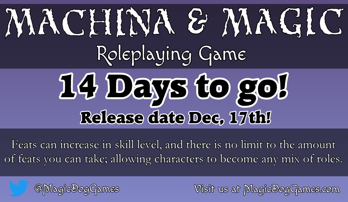 MagicDogGames's tweet photo. Feats make up the primary special abilities of a character, such as being able to jump impressive heights, pull knowledge from the universe, make extra attacks, or manipulate spells. You aren't restricted to classes, allowing for MANY combinations. #feat #ttrpg #rpg #indiegame https://t.co/jsZPidM53H