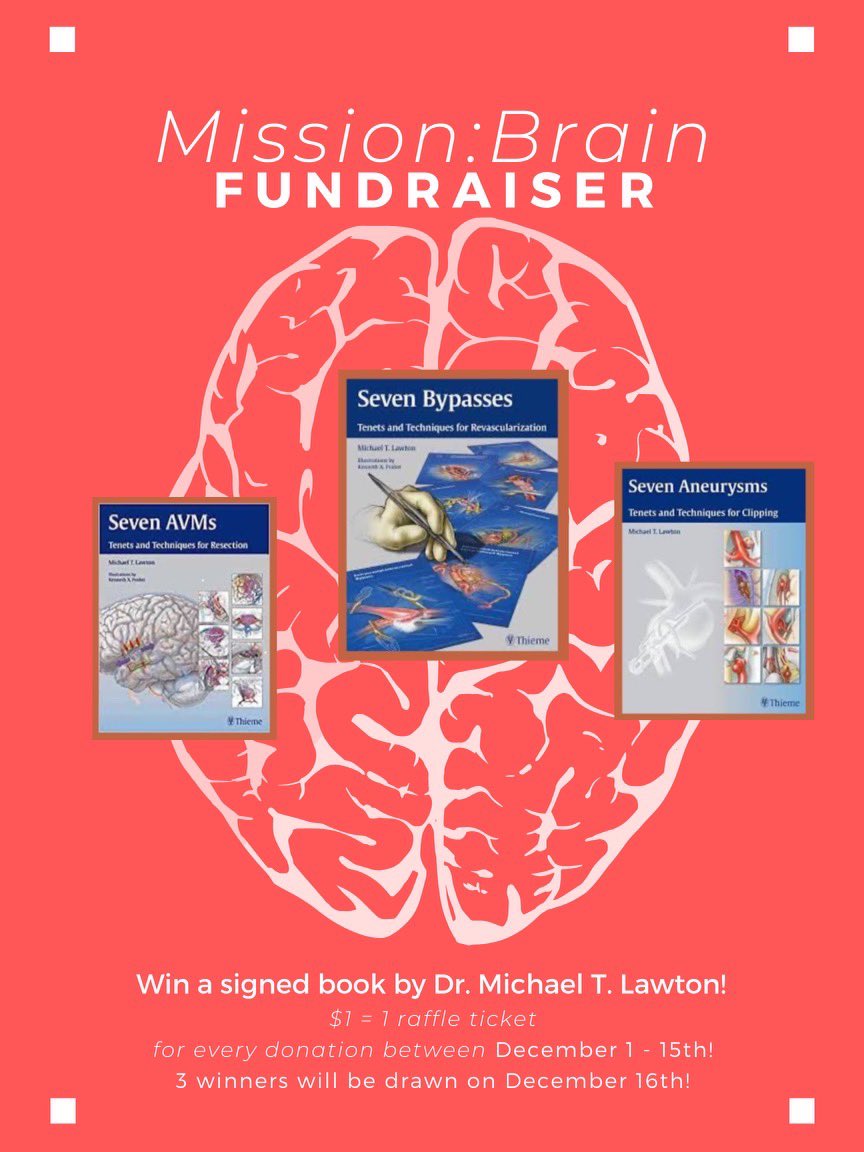 mcamissionbrain's tweet photo. Donate now to Mission:brain Mayo Clinic AZ to take part in changing the world!  Give before Dec. 15th and take part in the raffle for a signed book by Dr. Michael T. Lawton.  $1 is 1 raffle ticket!  

https://t.co/9sRYdrVN1t 

@DoctorQMD @mtlawton

#missionbrain #NSGY #fundraiser https://t.co/9XEj6RhDwI