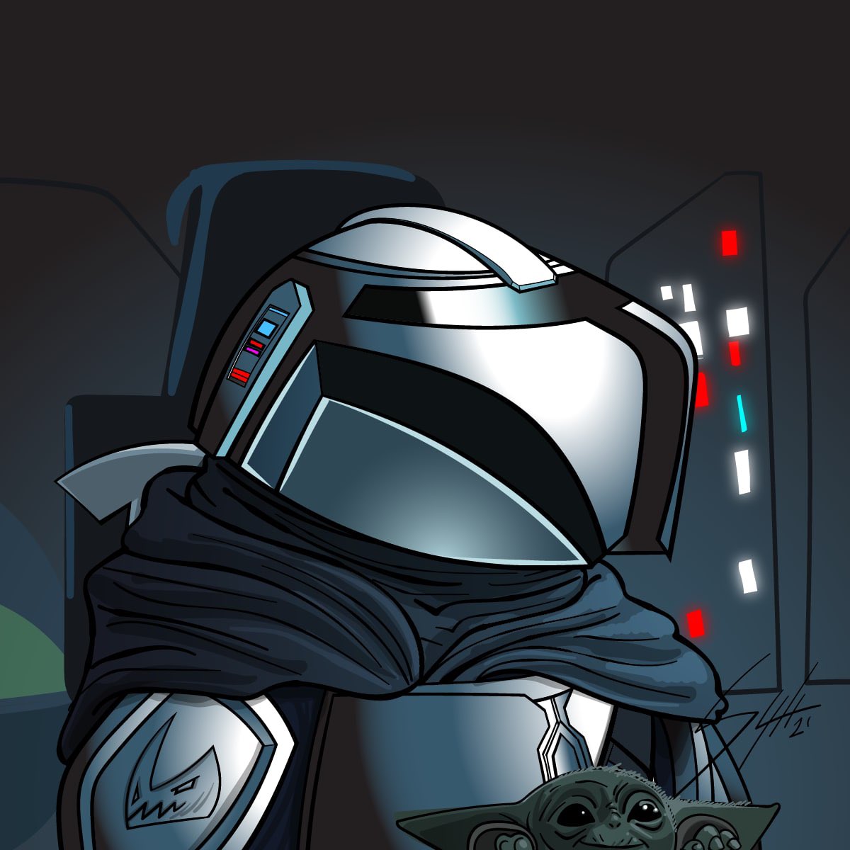 SharkBrosNFT's tweet photo. LIKE &amp; FOLLOW for a chance to win one of these 😎🚨🦈

We did a live drawing of this in our discord with @ArtofSylr . Any Mandalorian fans 👀👀 ?!

LFZ 🚀🚀 https://t.co/rpNaZeWvoN