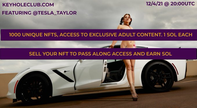 My new Adult Content will only be on #NFTs    #MINT exclusively on  @keyholeclub   DROP: 12/4/21 @ 20:00<a href="/tag/nfts"class="tags">#NFTs</a><a href="/tag/mint"class="tags">#MINT</a>
