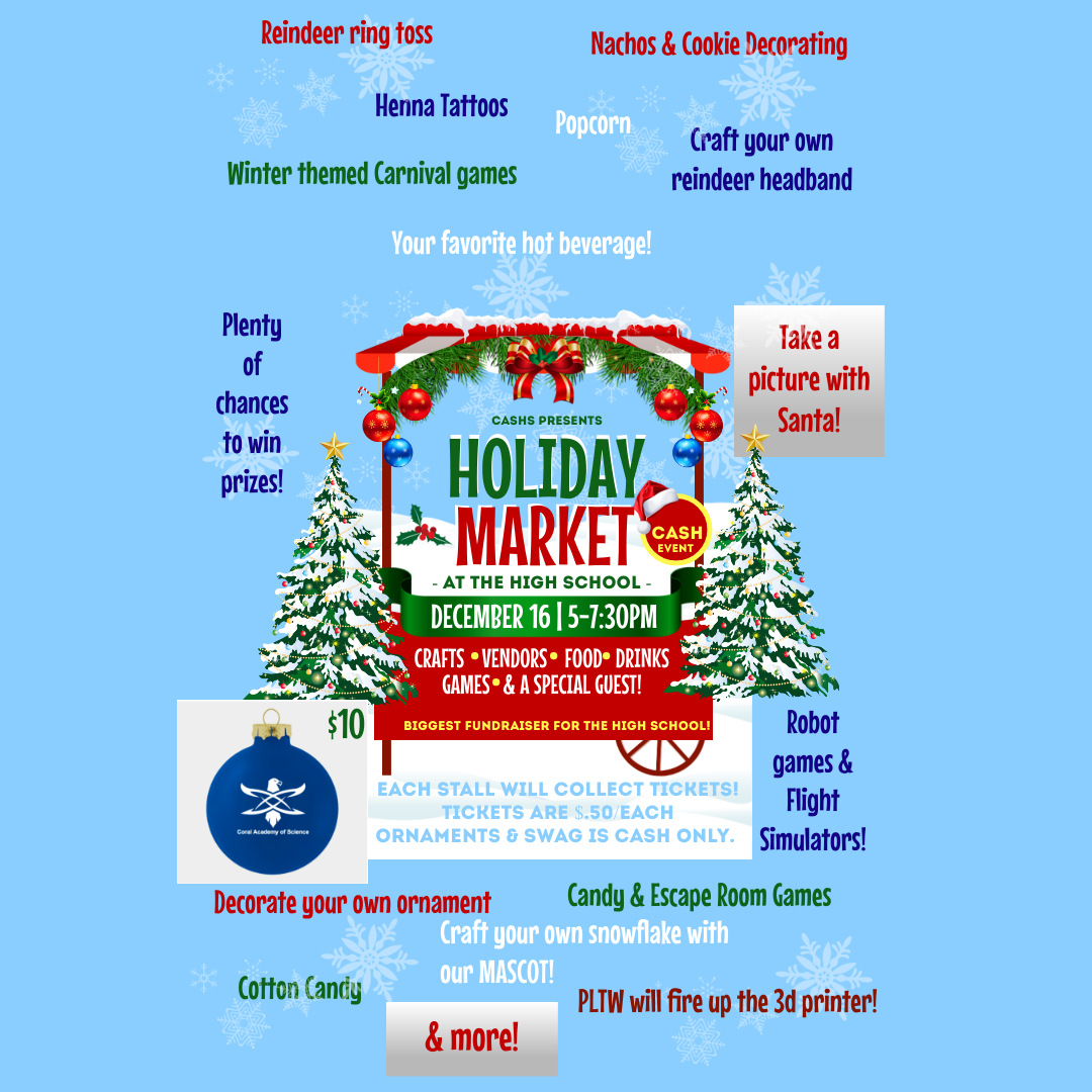 Come and support our High School Student programs and athletics! Thursday, Dec. 16th @ HS! Tickets will be available upon entry.