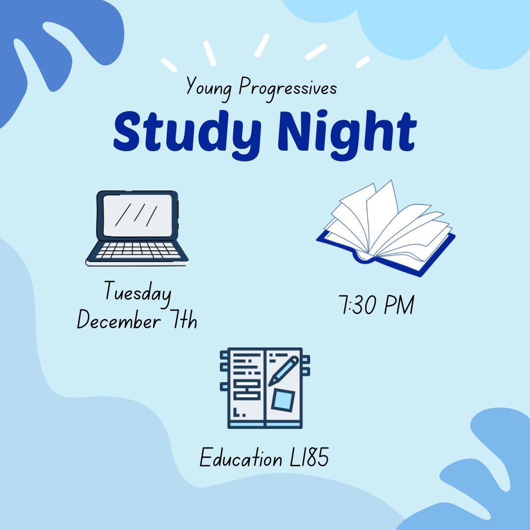 yoprowisco's tweet photo. Feeling stressed? Come study with us next Tuesday, December 7th, at 7:30pm in Education L185! 

See you there 📖 https://t.co/WfVi3gZkQo