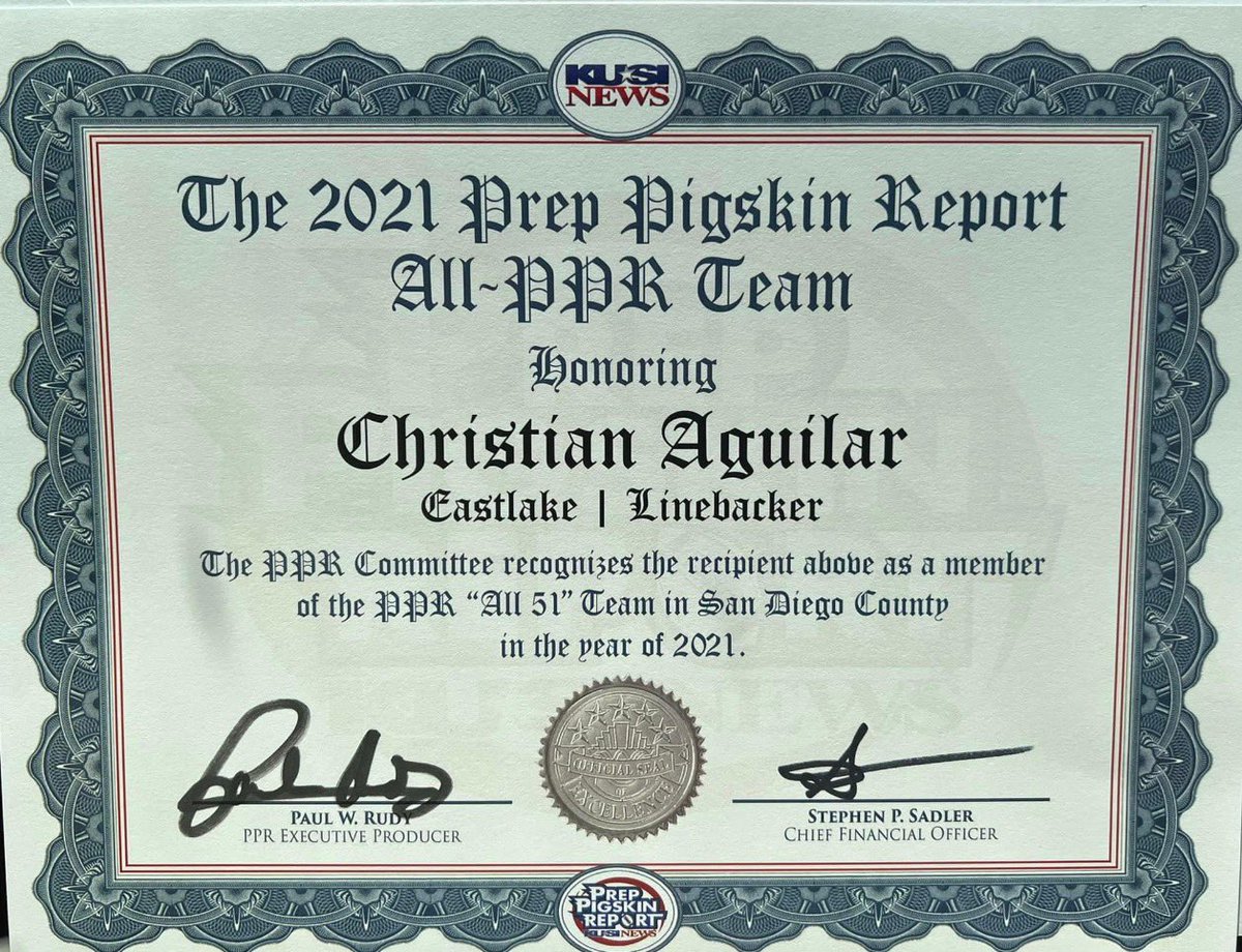 Honored to be part of the PPR “All 51” team! Thank you! <a href="/KUSIPPR/">Prep Pigskin Report</a> <a href="/eastlaketitanFB/">Eastlake Titans Football</a>