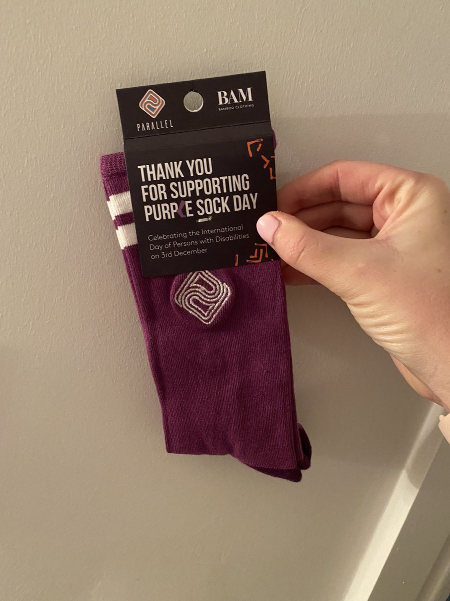 Sophecc19's tweet photo. Today is the international day of Persons with Disabilities otherwise known as IDPD.

To celebrate this day our simple aim is to engage the nation with one, effortless, single act of united solidarity - to buy and wear a pair of our purple socks! #PurpleSockDay @ParallelGlobal https://t.co/2NgZhOtXEQ