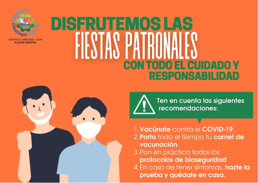 Alchimichagua's tweet photo. #Salud | ¡Vivamos las fiestas con responsabilidad!🥳

Desde la Sec. De Servicios Sociales en el área de salud, extendemos la invitación a toda la comunidad a poner en práctica todos los protocolos de seguridad😷

#AlcaldiadeChimichagua #Fiestas #prevencion #reactivacioneconomica https://t.co/TZrHob7W6R
