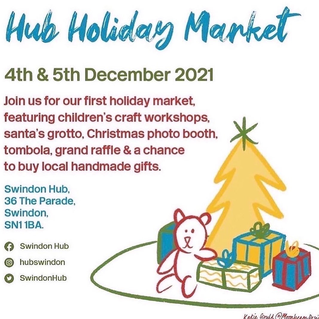 HubSwindon's tweet photo. Tomorrow we will be holding our first ever #Swindon Hub Holiday Market from 10 - 5pm with loads of amazing local makers, Santa’s grotto, raffle &amp; tombola. FREE ENTRY! https://t.co/s3IHD8Vl6P