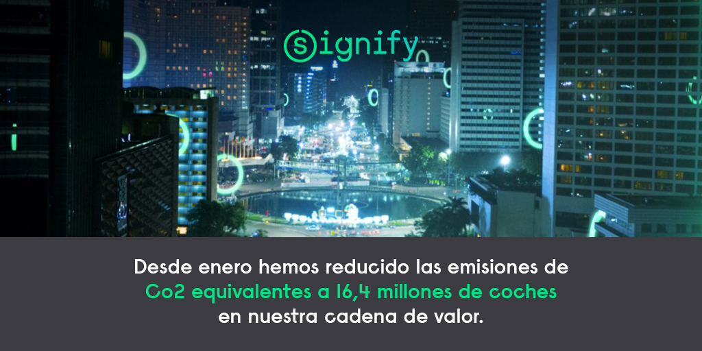 SignifyCAM's tweet image. Buenas noticias! hemos reducido la huella de carbono en nuestra cadena de valor en 48 millones de toneladas desde enero de 2021.¡Equivale al CO2 emitido por más de 16,4 millones de carros al año! Mira nuestros resultados de sustentabilidad: signify.co/3olwV4E