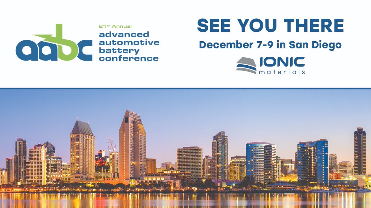 IonicMaterials's tweet photo. Anyone attending @AABConference next week? Let us know if you want to meet up and talk batteries. We’ve got some exciting #polymer technology in the works! #AABC2021 #batteries #automotive #advancedpolymers https://t.co/LE8OY6nyl9