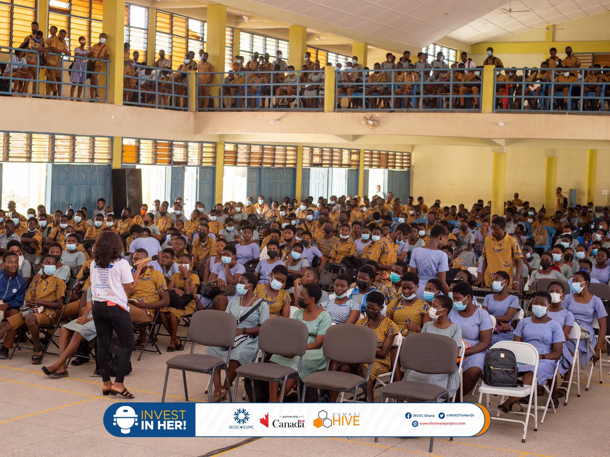 KumasiHive's tweet photo. We continue our #INVEST Advocacy Campaigns on advocating for more females in the TVET field.
Today we were at KNUST Senior High School where we received a rousing welcome from the students and their tutors.
#HiveImpact #INVESTInHer #INVESTProject #Advocacy https://t.co/aQy2bHqtBL