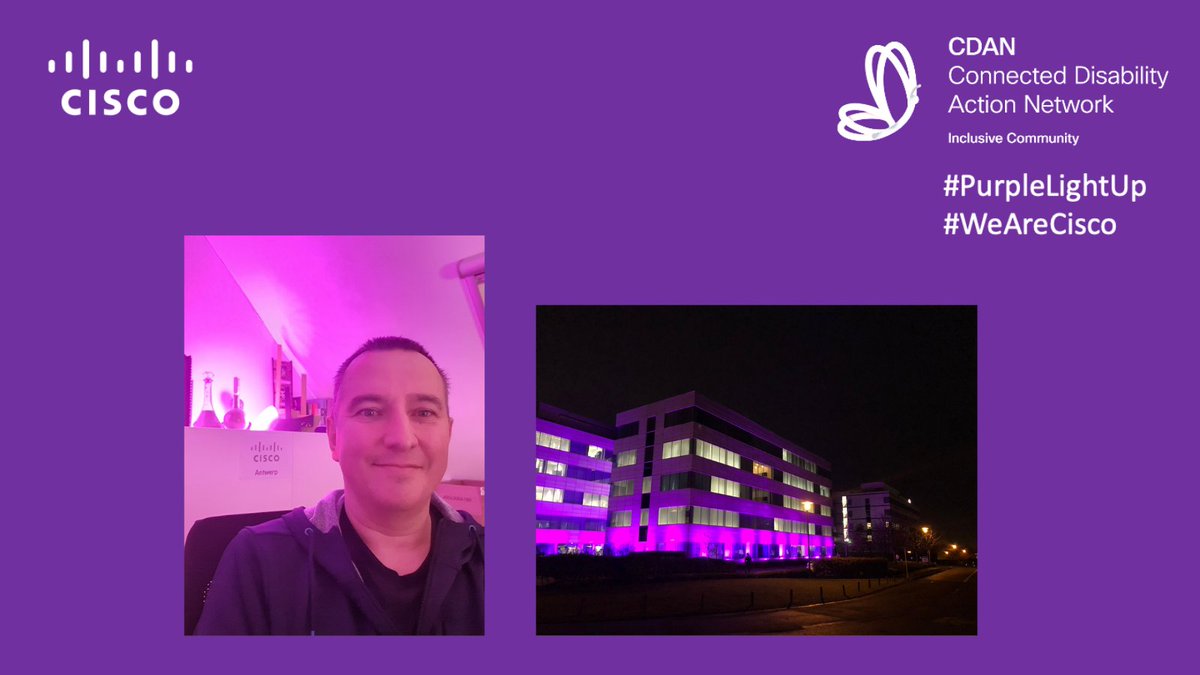 rikboven's tweet photo. Today @Cisco  goes purple to show support to people with diverse abilities, and advocate for a more inclusive, barrier-free future both at (work from) home and in the office.  #PurpleLightUp #IDPWD2021 https://t.co/QRI5ZyFj71