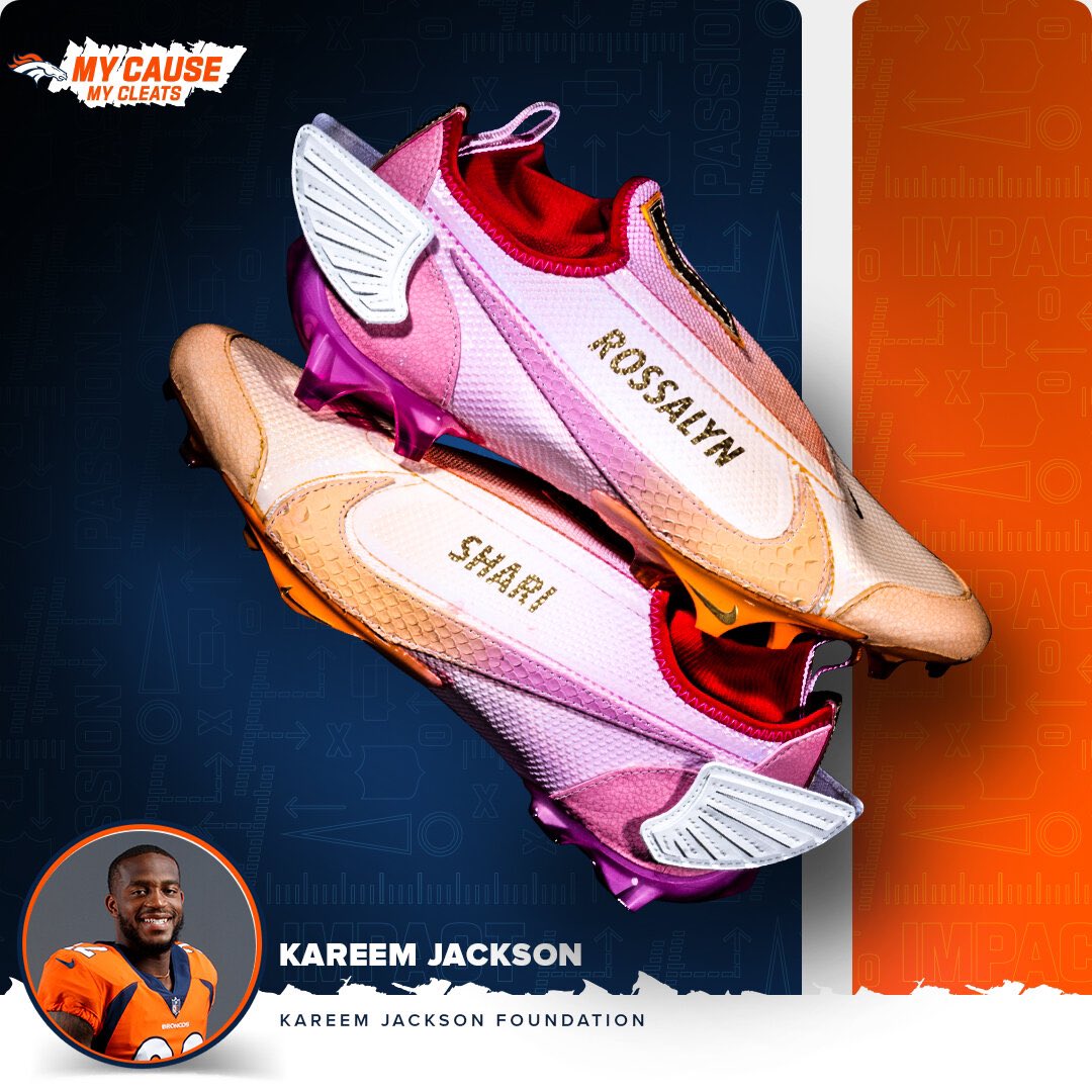 KJ25_Foundation's tweet photo. During this Sunday's @Broncos vs Chiefs game, @ReemBoi25 will be rocking his #MyCauseMyCleats in support of the Kareem Jackson Foundation 🙌 https://t.co/j3v5DTbML6