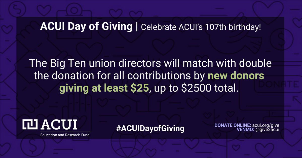 ACUItweets's tweet photo. Calling all first-time donors!

Support the Financial Assistance Fund with triple the impact! You donate $25. They’ll donate $50. Tripling the total contribution to $75! #ACUIDayofGiving 

Donate here: https://t.co/cwaeh4mTB9 or  Venmo: @give2acui https://t.co/F7eDw2Gyry