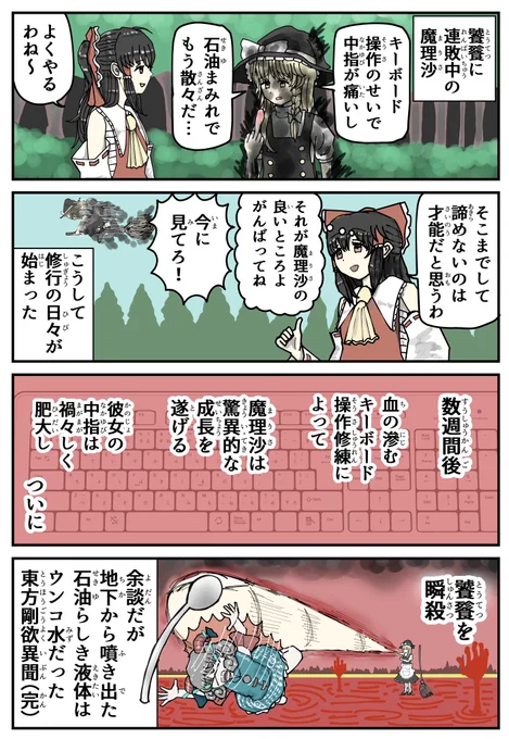 東方剛欲異聞漫画 キーボードと中指 